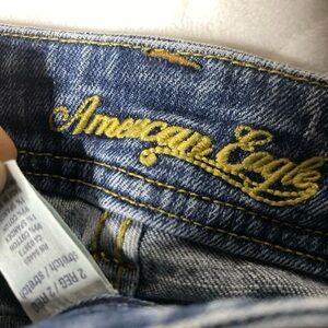 Vintage American Eagle low rise flared jeans with Yellow Embroidery